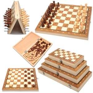 2-in-1 wooden magnetic foldable chessboard