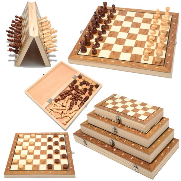 2-in-1 wooden magnetic foldable chessboard