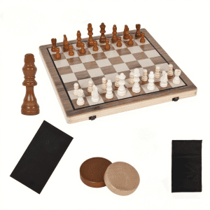 2-in-1 39cm/15inch Students are non-magnetic during the summer vacationTravel Wooden Chess & Checkers Set