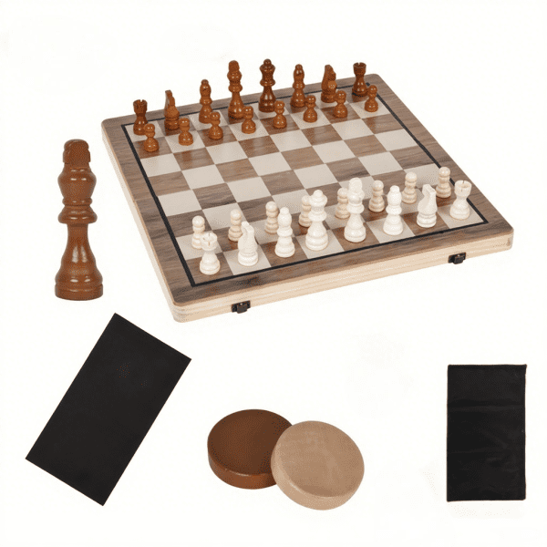 2-in-1 39cm/15inch Students are non-magnetic during the summer vacationTravel Wooden Chess & Checkers Set